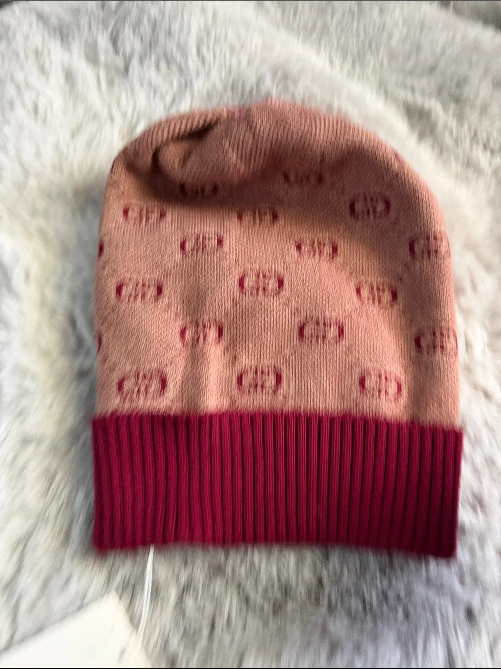 Gucci Tan and Burgundy GG Knit Beanie for Kids